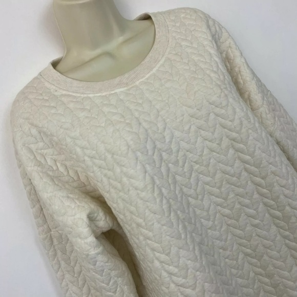 Mondetta Large pullover sweatshirt cream texture long sleeved Performance Luxury - Picture 2 of 5